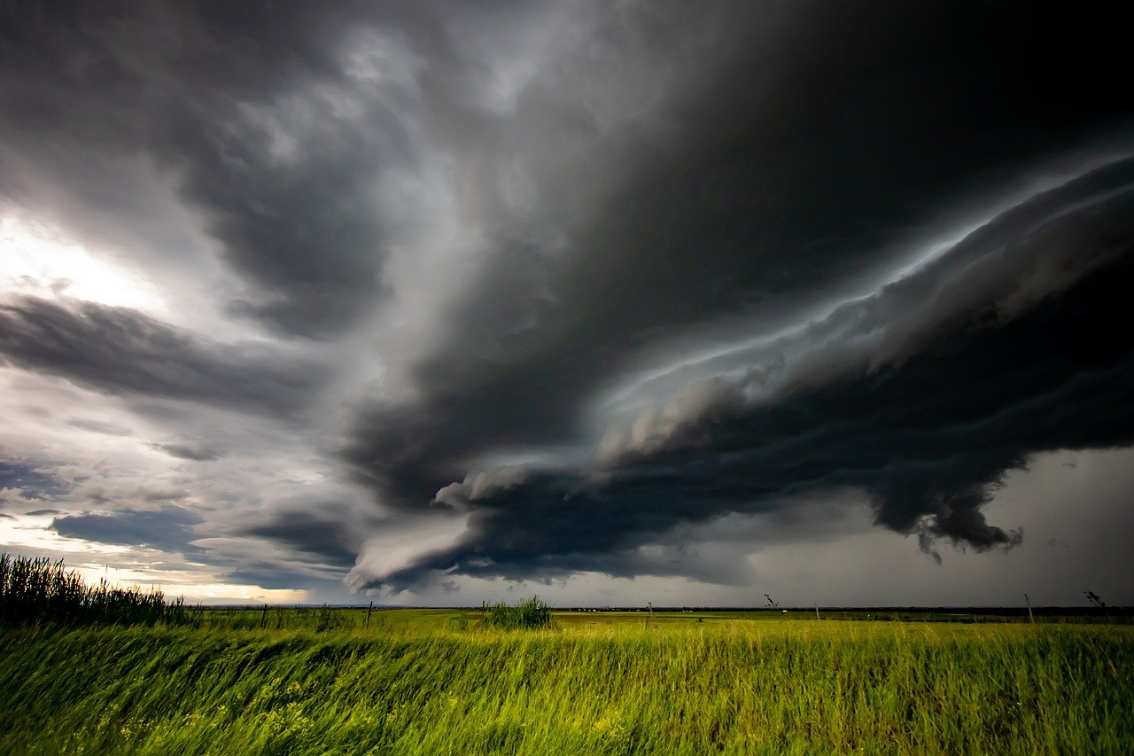 thunderstorm over pond