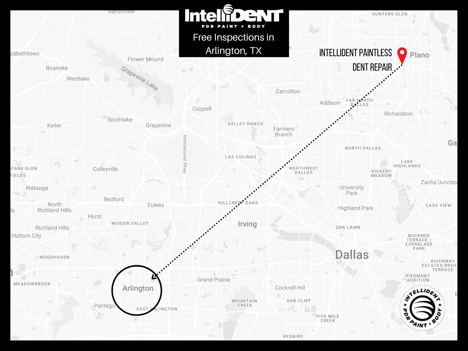 Map of IntelliDent vs Arlington, Texas