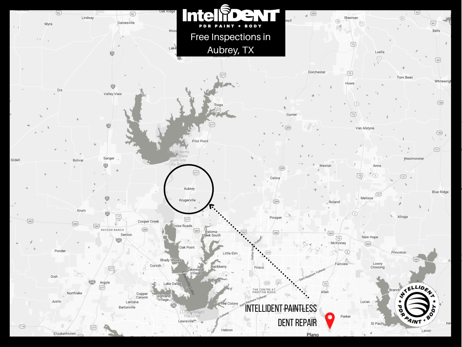 Map of IntelliDent vs Aubrey, Texas