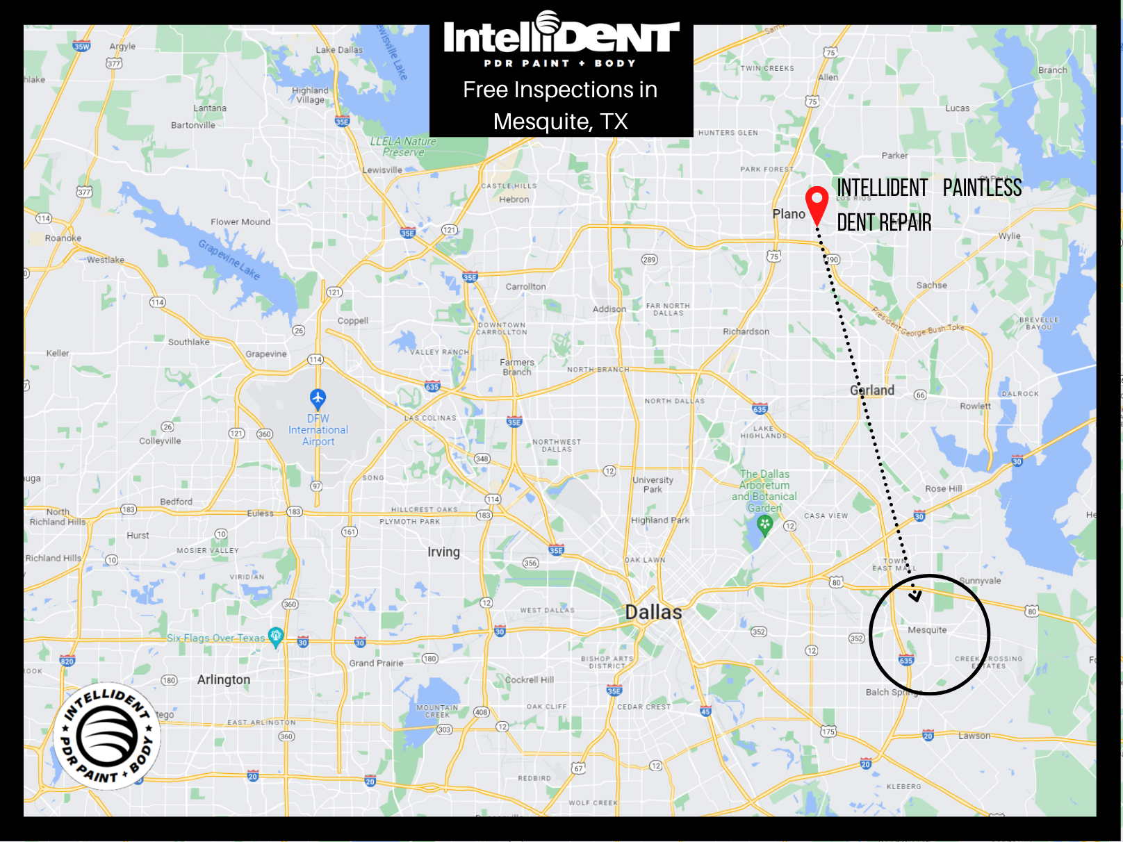 Map of IntelliDent vs Mesquite, Texas