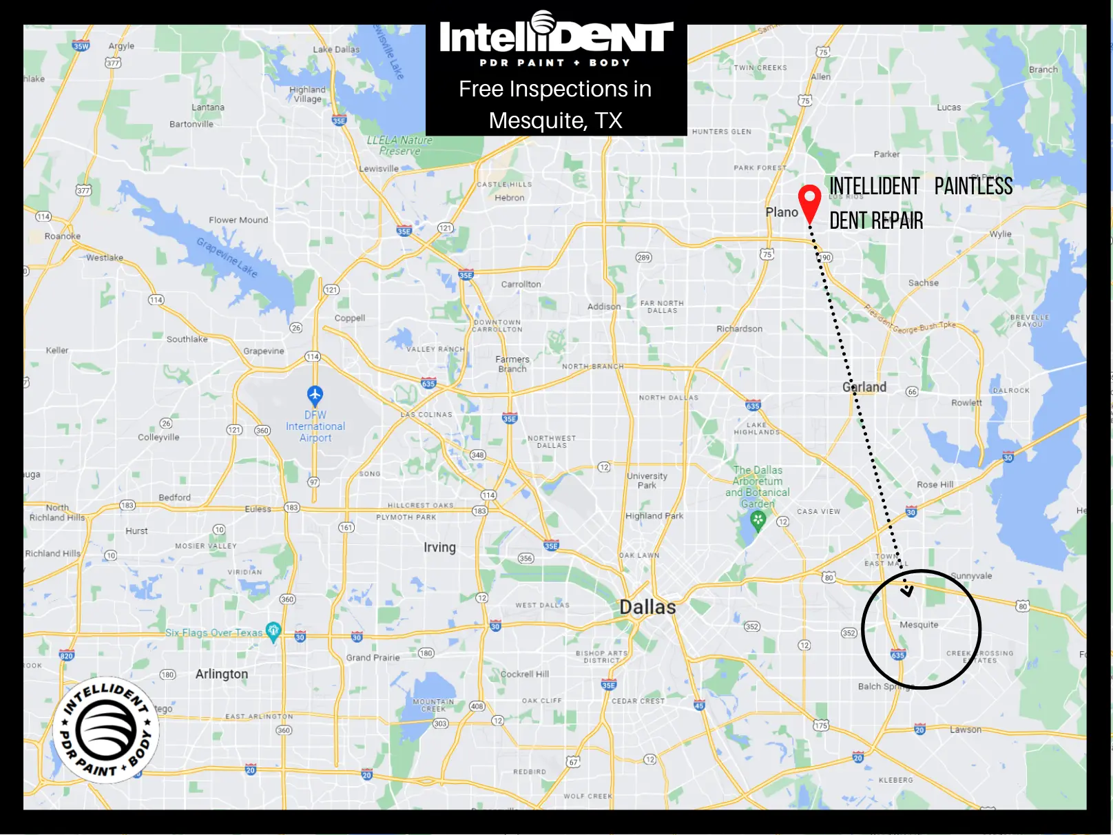 Map of IntelliDent vs Mesquite, Texas