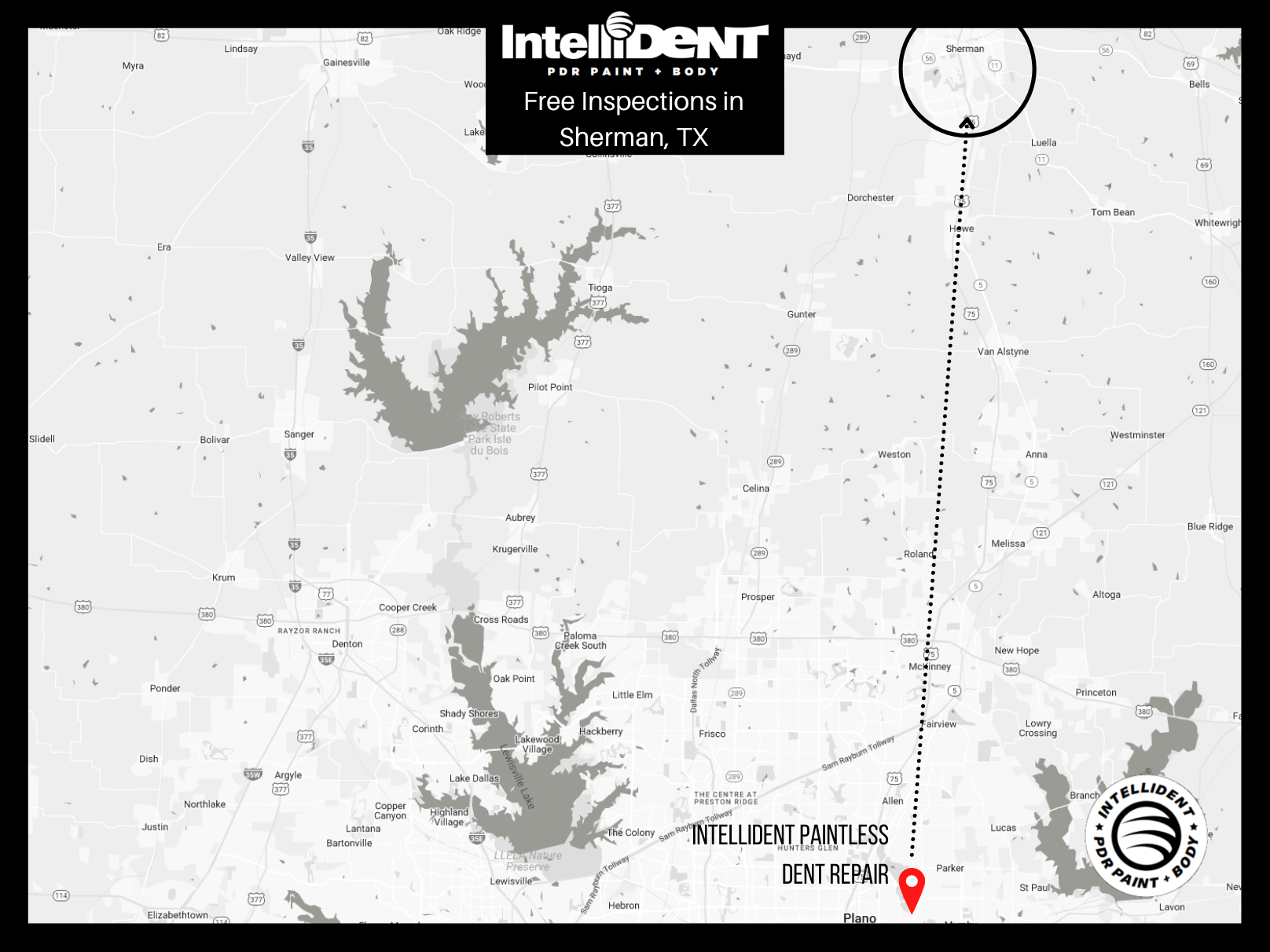 Map of IntelliDent vs Sherman, Texas