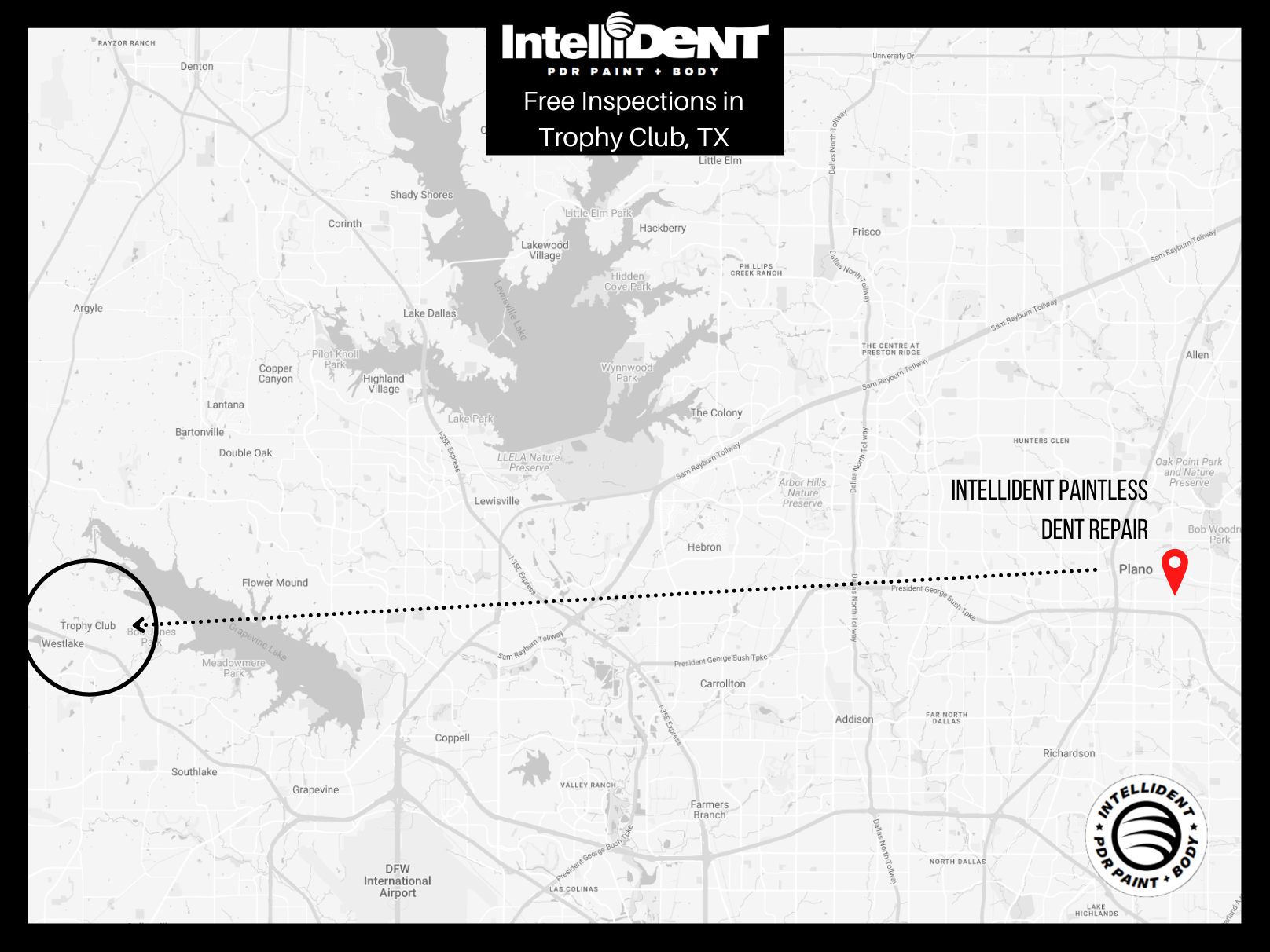 Map of IntelliDent vs Trophy Club, Texas